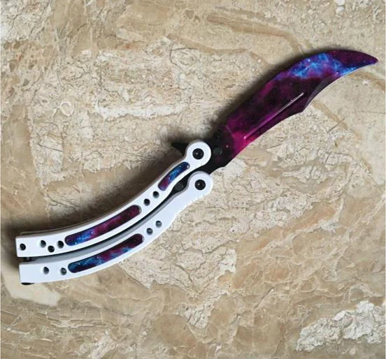 CS GO нож бабочка в нож тренировочный нож Karambit складной нож бабочка из нержавеющей стали+ отвертка новейший дизайн - Цвет: Starry sky style