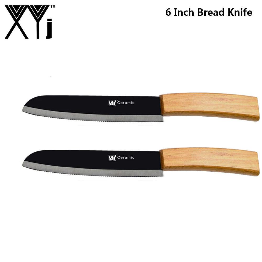 

XYj 6" Santoku Ceramic Knife Set Japanese Chef Knife Bread Cutter Cooking Knife Sharp Blade Comfortable Handle Cook Tools 2PCS