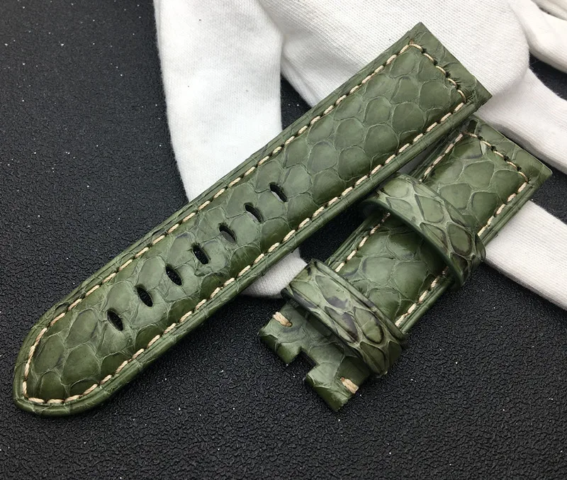 24 мм Бренд watachband настоящая змеиная кожа ручной работы наручные часы ремешок матовая пряжка для Panerai ремешок PAM для Apple Watch Инструменты