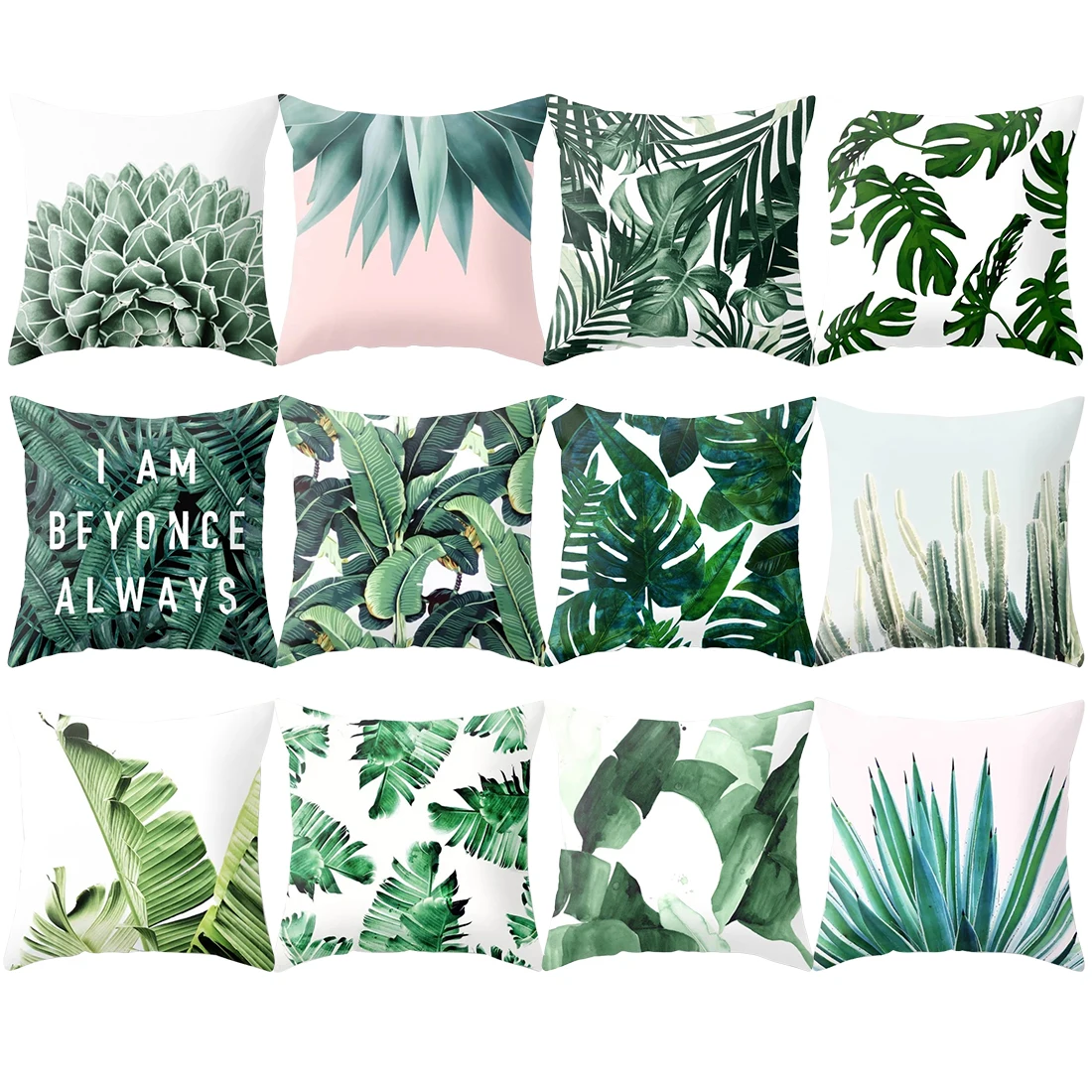 

1pc Tropic Tree Green Throw Pillow Cover Decorative Pillows Flower Cushion Cover for Sofa Car Tropical Plants Cushion Cover
