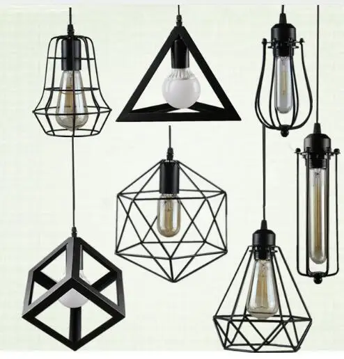 

Retro indoor lighting Vintage pendant light LED lights 24 kinds iron cage lampshade warehouse style light fixture