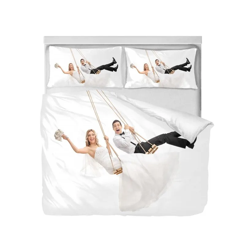 طقم سرير أزياء الزفاف العروس العريس الصورة 3D الطباعة أغطية لحاف الملكة حجم مزدوج غرفة نوم الديكور طقم سرير 3 قطعة طقم سرير أزياء الزفاف العروس العريس الصورة 3D الطباعة أغطية لحاف الملكة حجم مزدوج غرفة نوم الديكور طقم سرير 3 قطعة