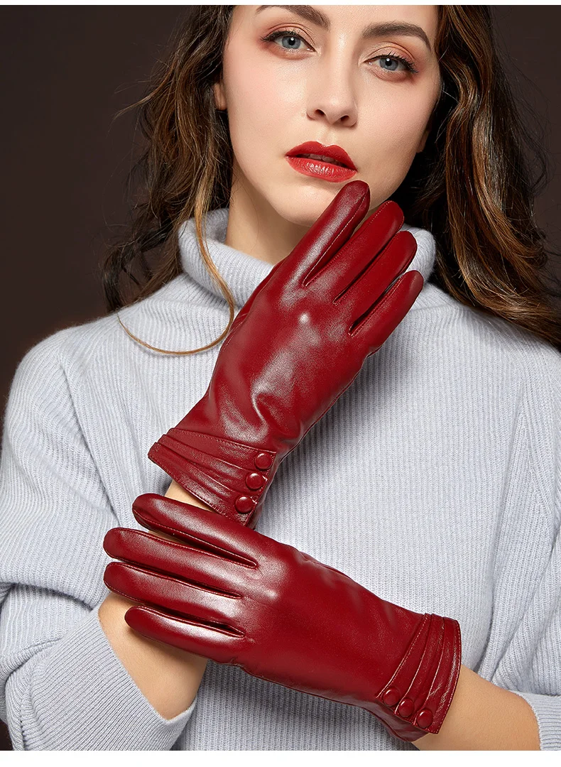Новинка 2018 года кожа Прихватки для мангала модные женские туфли из овечьей кожи перчатки термальность Женский осень зим