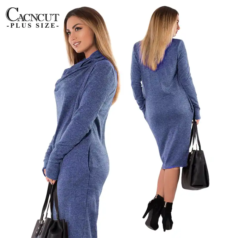 5xl 6xl Plus Size Winter Dress 2019 Vintage Big Size Women Office