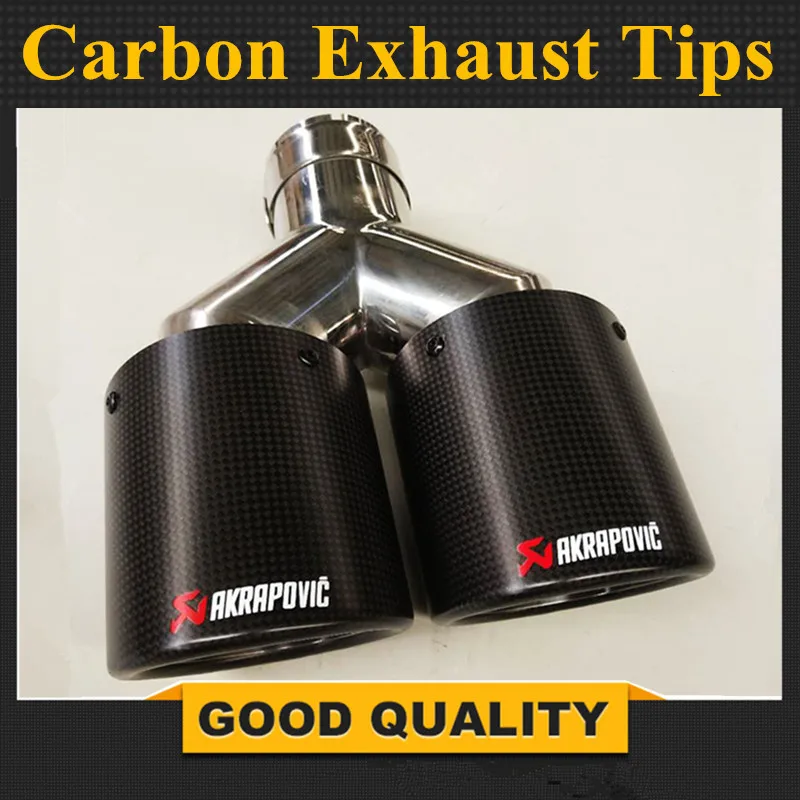 

1PCS Universal DUAL AKRAPOVIC Exhaust Tip Matt carbon fiber exhaust pipe tail quad AK exhaust muffler tip