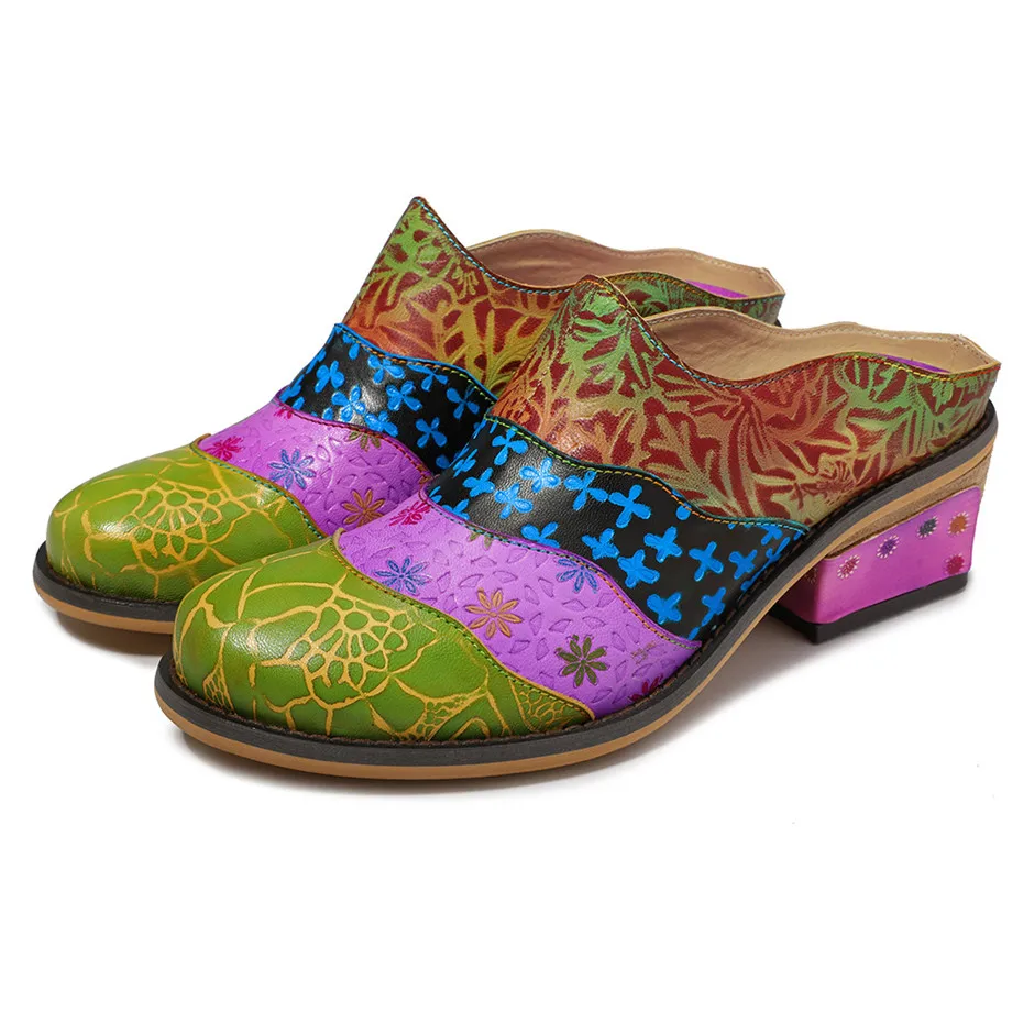 D Knight Women Sandals Handmade Genuine Leather Slides 2019 New Sexy Lady Round Toe Slippers Square Heels Classics Shoes Woman (13)