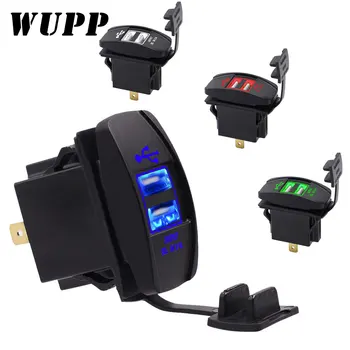 

WUPP Dual USB Car Charger Power Adapter 3.1A 5V Dual USB Socket Charger DC 12V 24V For iPhone 5 6 6S Samsung Android