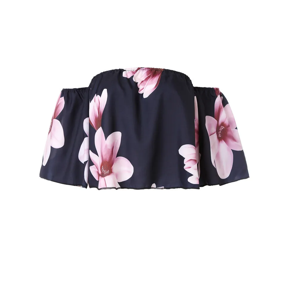 Fashion womens tops and blouses summer 2018 Flower Off Shoulder Short Sleeve Shirt Casual Blouses sexy shirt camicette Y13#N (7)