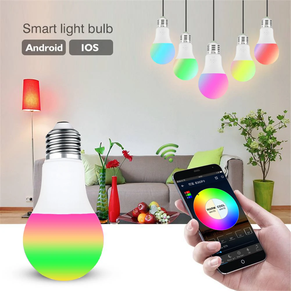 

RGB Smart WIFI Led 700lm 120 degrees Light Bulb Smart Home Bluetooth Lamp Color Compatible with Alexa google Home