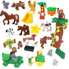 Única venda diy animal fazenda blocos de construção tamanho grande compatível com duploed peças brinquedos para crianças presentes natal