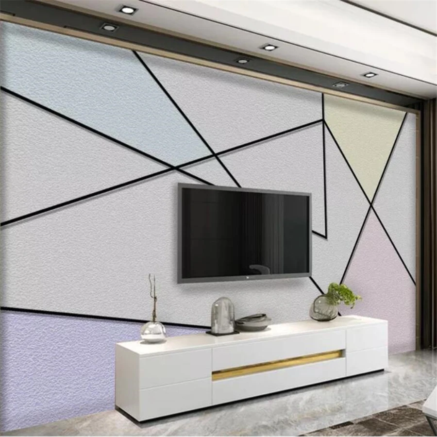 

Custom wallpaper 3d murals Nordic minimalist line blue geometric texture personality TV background wall papers home decor mural