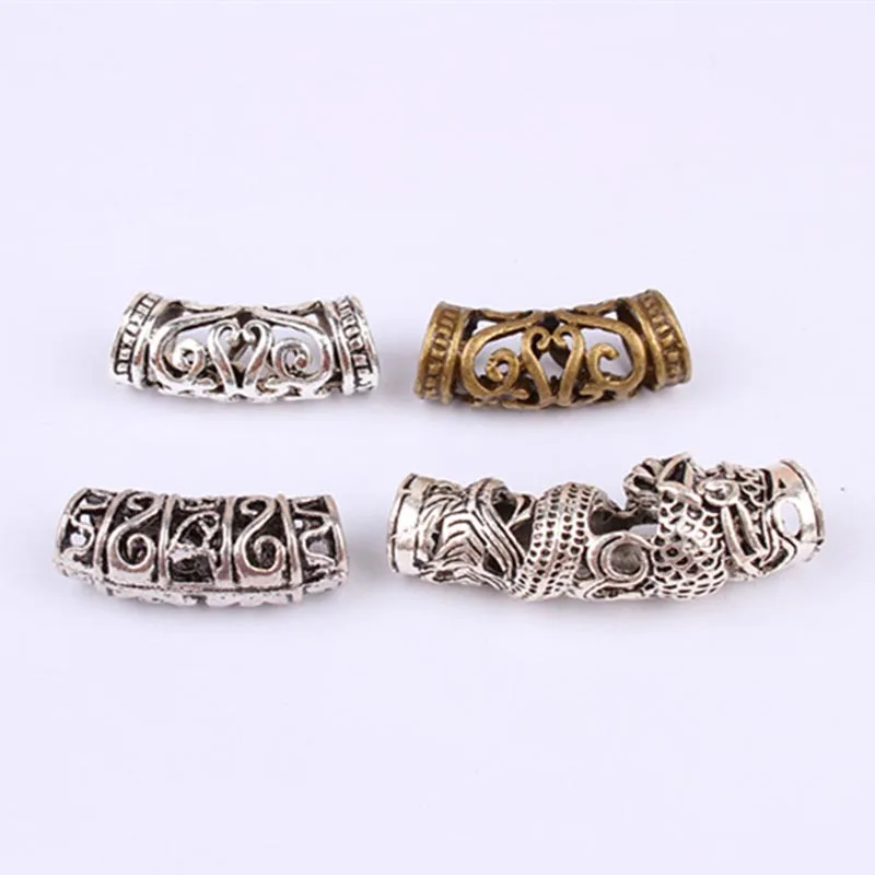

5PCS African Hair Braid Copper Tube Metal Hollow Hair Ring Dread Bead Dreadlock Cuffs Jewelry Decoration Accessories Gold Silver
