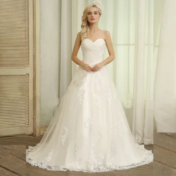 

Wedding Dresses 2020 New Fashion Sweetheart Pleat Appliques Simple Cheap Made China Handmade Wedding Gowns Bride Dresses Lace-Up