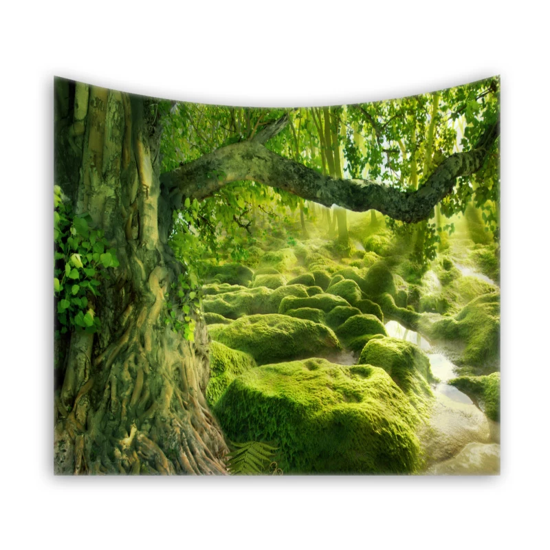 Гобелен gpsychedelic настенный висячий зеленый дерево горный рисунок для домашнего деко Настенный декор большой размер дешевый хиппи