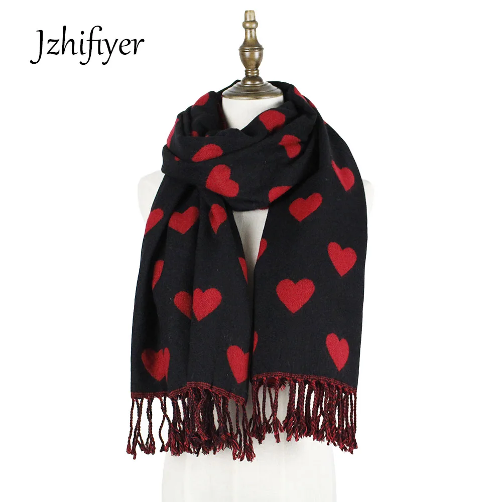 

womens heart scarf winter scarf cashmere wool thick love shawl scarf luxury brand jacquard scarfs ladies pashmina fashion stole