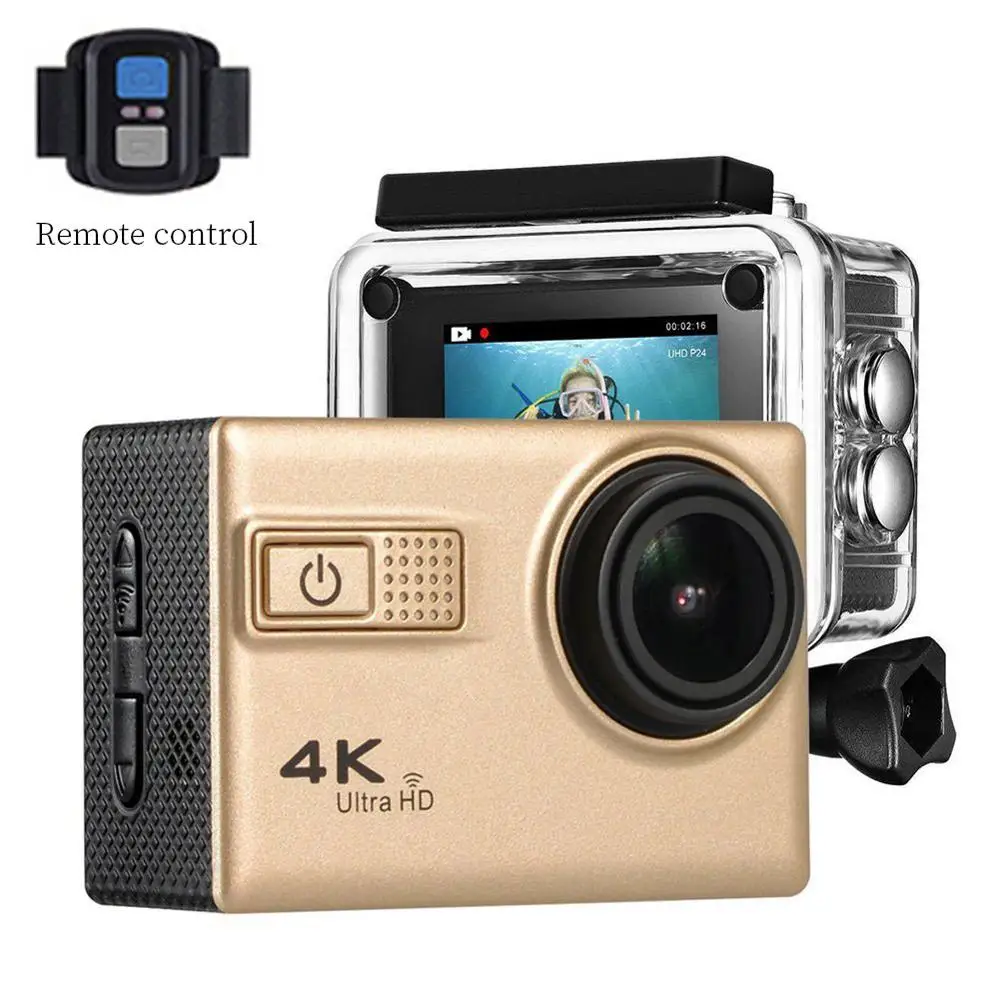 Новая версия EK F68 F68R 4K Ultra HD EIS Экшн-камера Novatek 96660 чипсет для sony IMX078 сенсор Wi-Fi Удаленная Водонепроницаемая камера - Цвет: With remote (Gold)