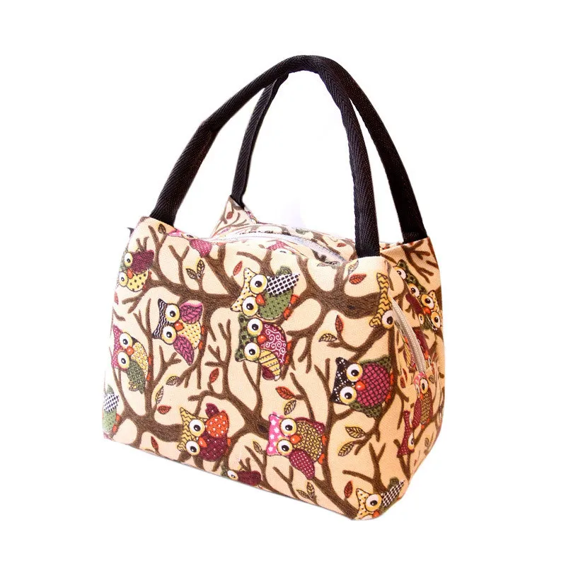

Good Quality Cute owl Student Portable Storage Box Carry Thermal Insulated Tote Picnic Lunch Bag Cooler Handbag Picnic Pouch Bag