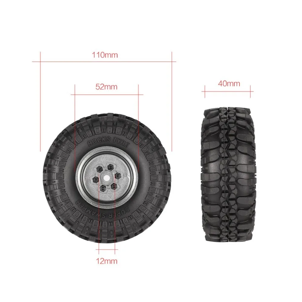 4 шт. 1,9 дюйма 110 мм резиновые шины с металлическим ободом колеса Набор для 1/10 Traxxas TRX-4 SCX10 RC4 D90 RC Гусеничный автомобиль части