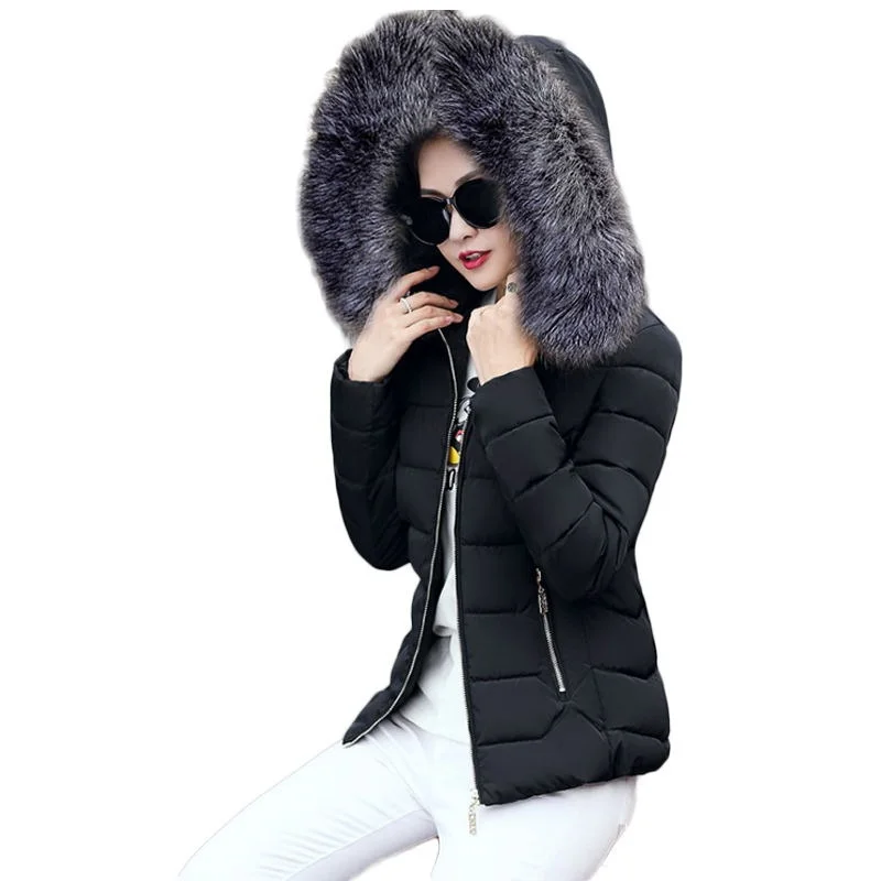 Женский пуховик короткий тонкий с меховым воротником 2019|winter warm jacket women|down winter
