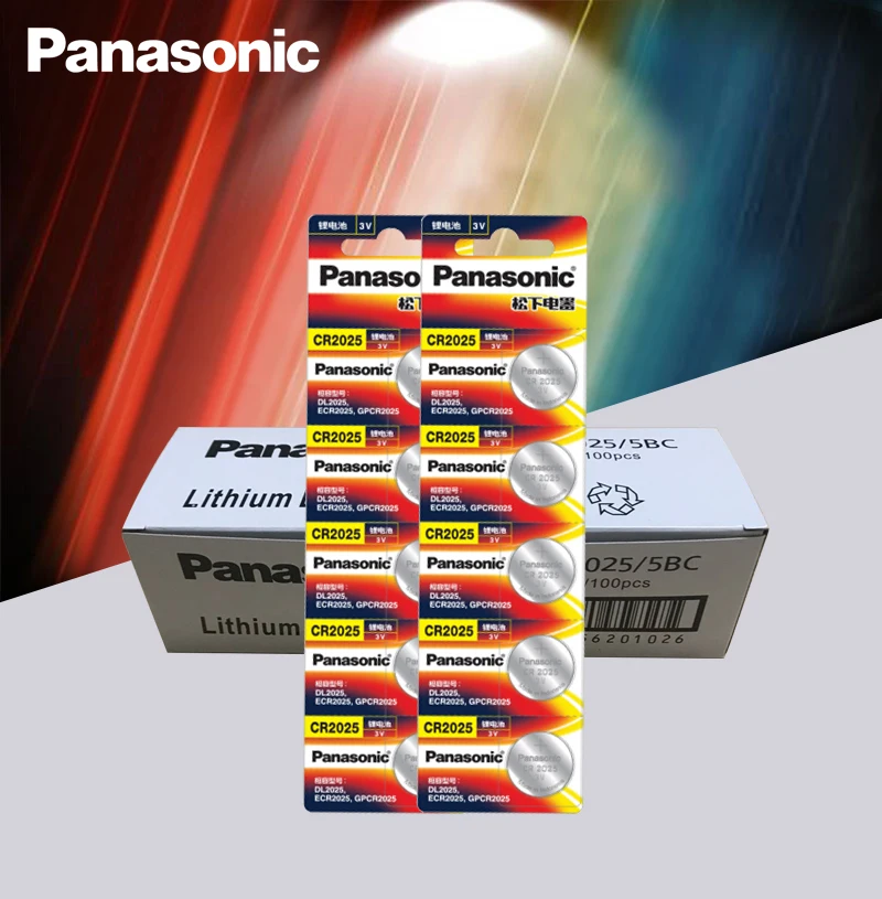

Panasonic Original cr2025 Button Cell Batteries 200PCS/LOT cr 2025 3V Lithium Coin Battery For Watch Calculator Weight Scale