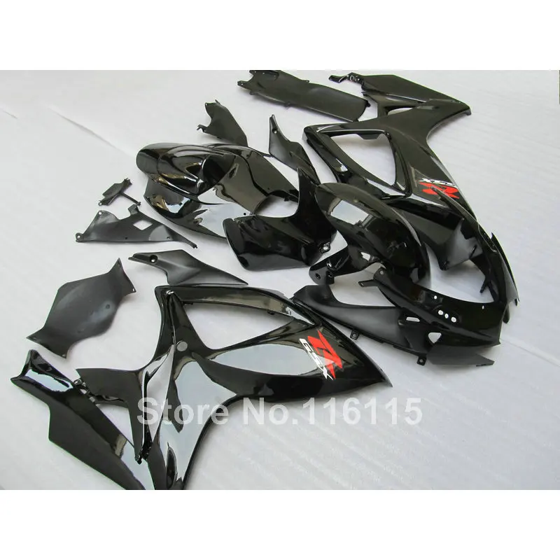 

Injection mold Motorcycle fairing kit for SUZUKI GSXR 600 750 K6 K7 2006 2007 all glossy black GSX-R600 GSX-R750 06 07 fairings
