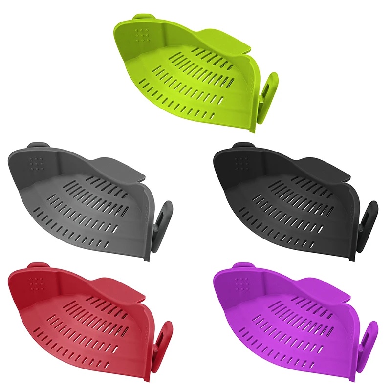 

Silicone clip-on pot pan bowl funnel oil strainer Creative Rice Washing Colander for draining liquid Fits all pot size