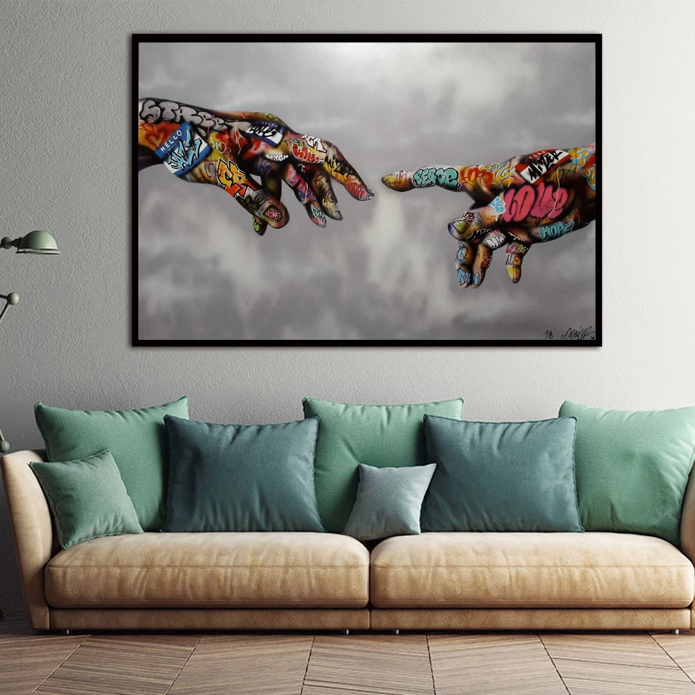 

XX3483 Classic Street Art Graffiti Painting Abstract Colorful Hands Pictures Wall Art Prints Posters For Living Room