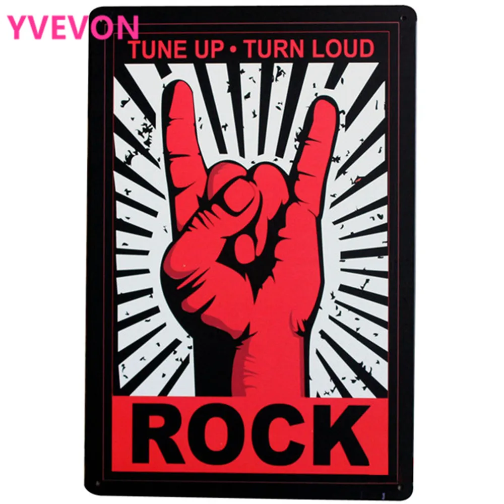 

ROCK TUNE UP TURN LOAD Metal Motto Sign Retro Music decor Plate for dancing bar party modern wall holiday SPM8-4 20x30cm