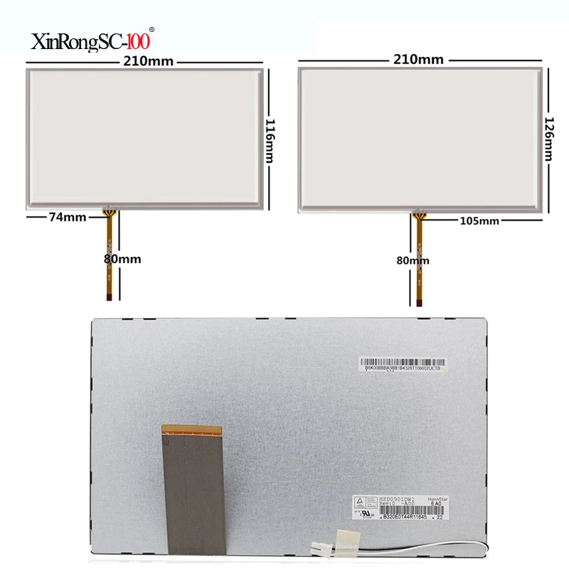 

210*126 210*125 4-проводной 9-дюймовый сенсорный экран, ЖК-дисплей, автомобильный dvd-навигатор, нетбук HSD090IDW1 AT090TN10 AT090TN12