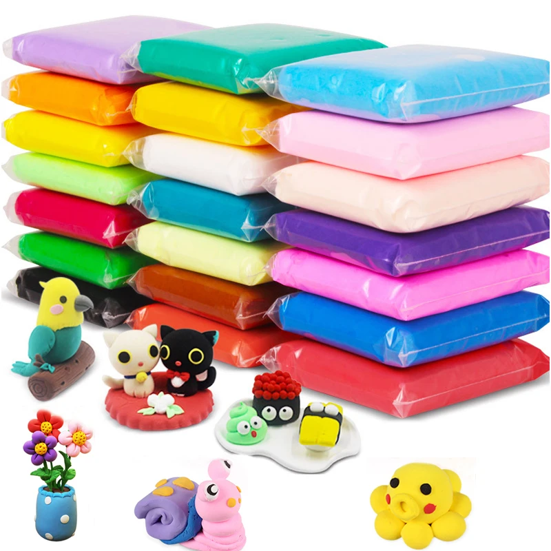 

24 pcs Fimo Color Clay Plasticine Polymer Modelling Clay Air Dry Playdough Light DIY Soft Handgum Toys Clay for Kid