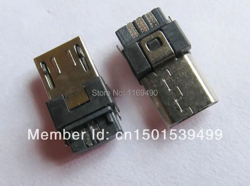 Free shipping 50pcs / lot DIY Straight Micro USB b 5 Pins Male Plug Connector Socket / Jack new new type 4 5mm tail hold diameter male headphone plug diy earphone pins for hd800 free shipping 2pcs lot