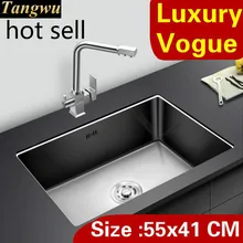 Домашняя маленькая кухонная ручная раковина одинарная мойка, овощей, 304 нержавеющая сталь, Горячая роскошь на продажу 55x41 см