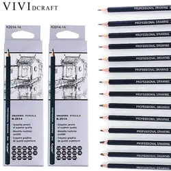 Vividcraft Книги по искусству Товары для рисования 14 шт./компл. дерево черный эскиз карандашный рисунок Инструменты 6 h/4 h/2 h/ hb/B/2b/3b/4b/5B/6b/7B/8b/10B/ 12b