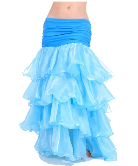 Новая распродажа живота Танцы костюм юбка; хит сезона; обуви для изготовления квадратных заготовок Пояс для танца живота одежда в Южно-корейском многослойное платье Q21 - Цвет: lake blue