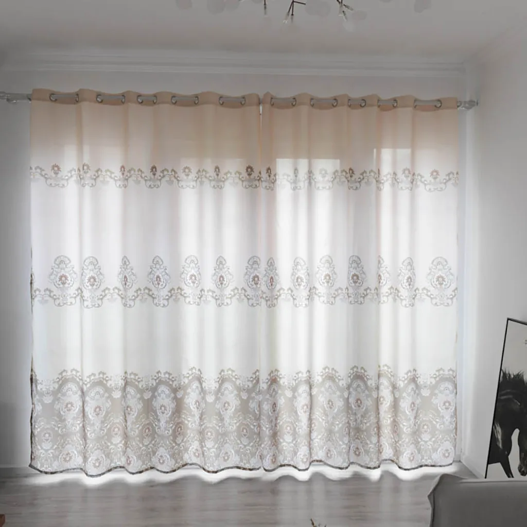 Листья гардина Тюлевая занавеска обработка окна тюль с драпировкой valance 1 панель ткань Европейский антикоррозийный дерево зерна шторы