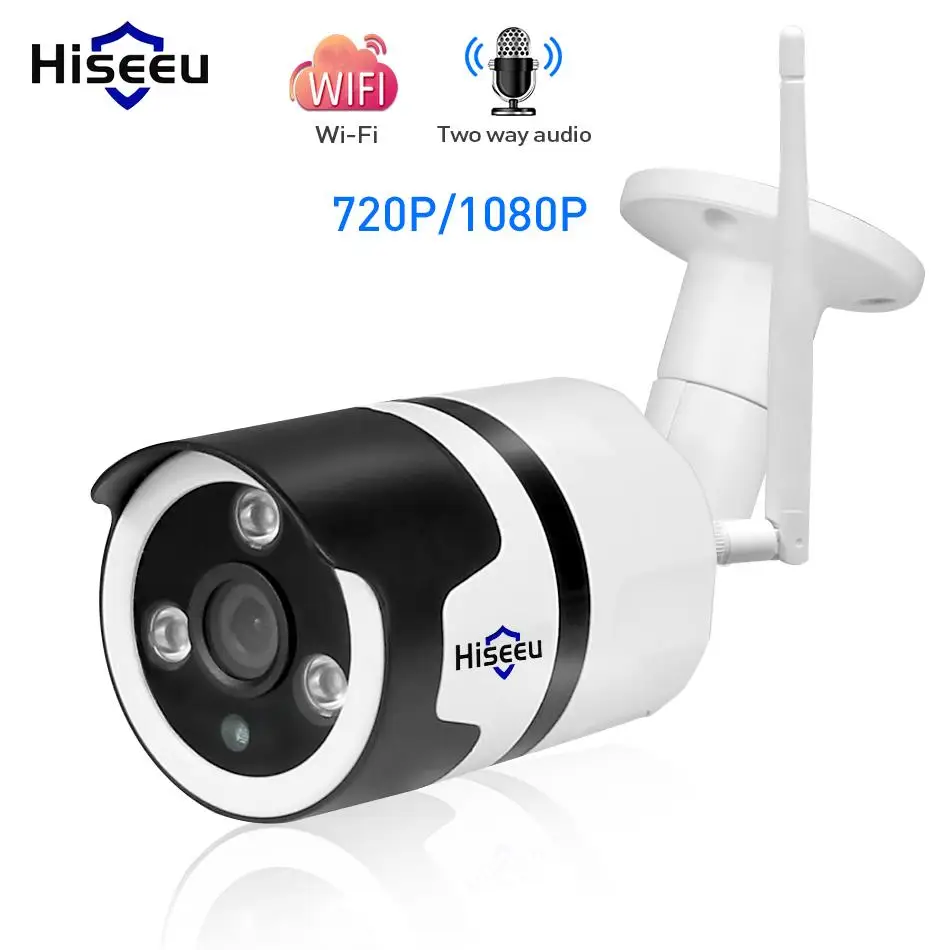 Hiseeu wifi outdoor IP camera 1080P 720P waterproof 2.0MP wireless security camera metal two way audio TF card record P2P bullet