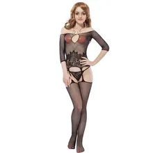 J3103 Black/white/khaki fishnet sexy lenceria erotica hollow out bodystocking nylon see through sheathy open back bodysuit