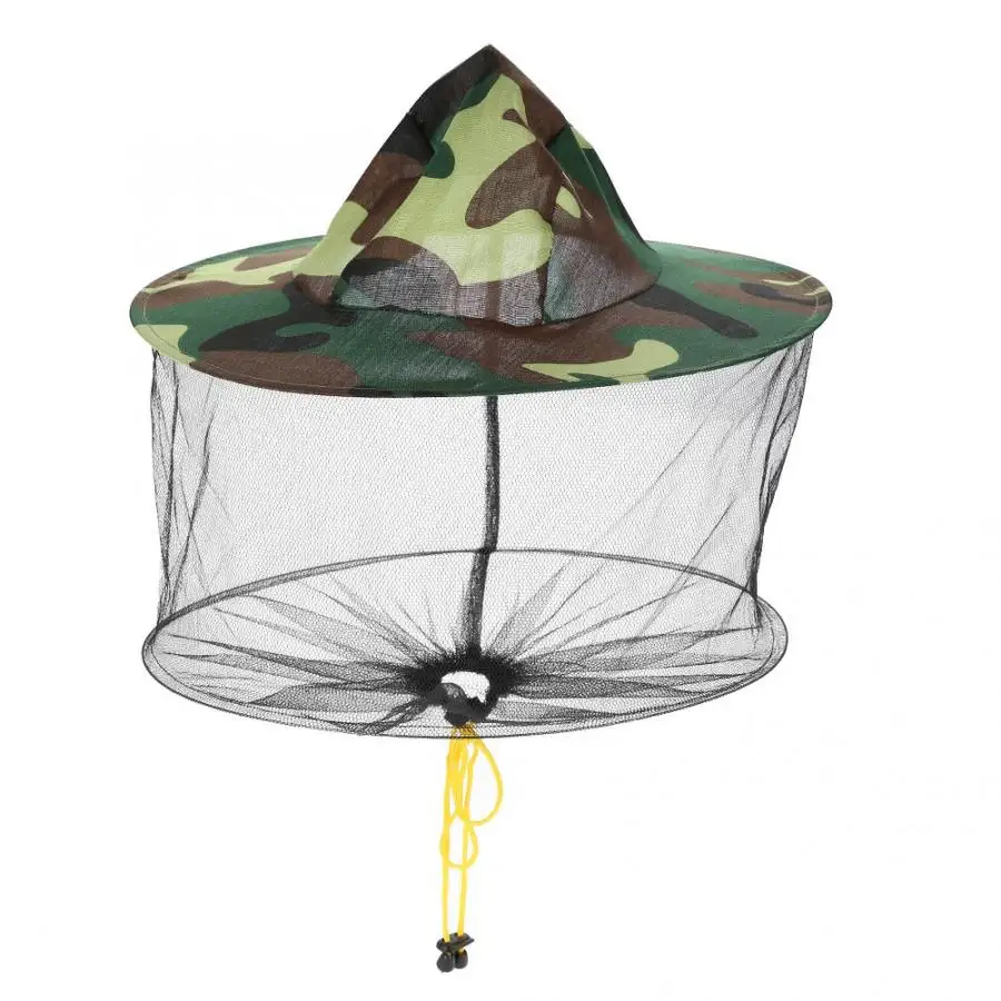 

Beekeeping Tools Bee Mosquito Net Midge Mosquito Insect Hat Mesh Fishing Head Net Face Protector Camouflage Camping Tool