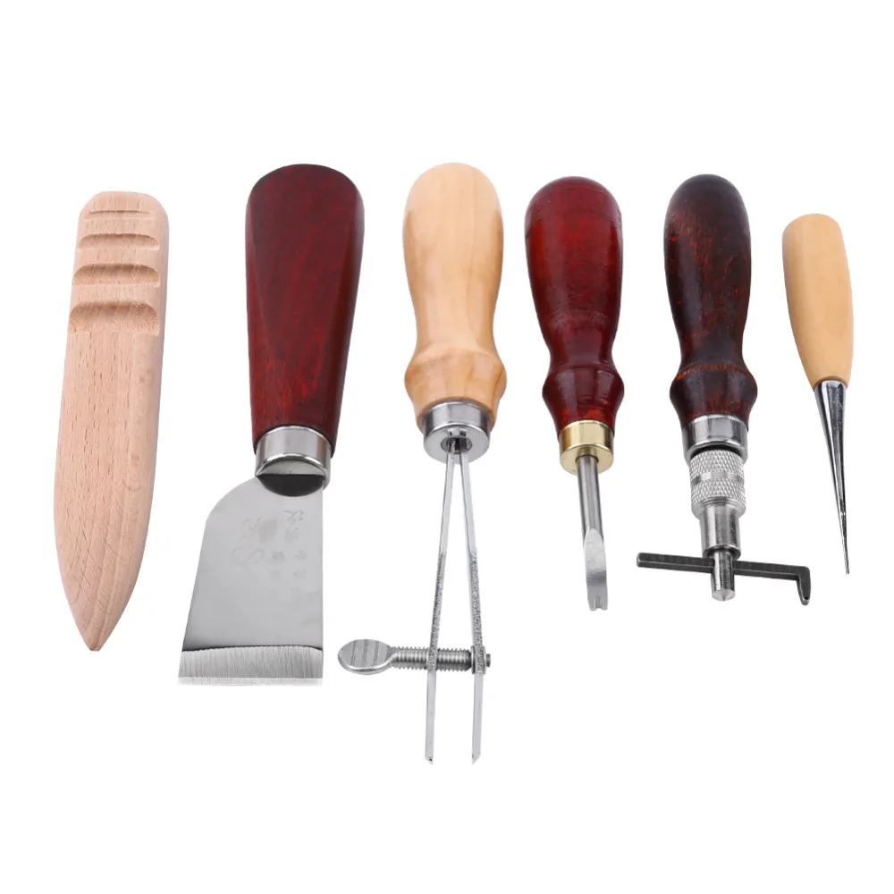 

New 1 Set Leather Grooving Kit Craft Hand Tool Awl Groover Beveler Edge Slicker Skiving Creaser Kit