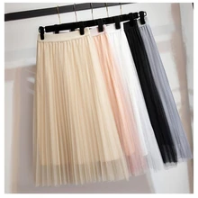 Для женщин эластичный пояс балетки многослойное платье принцессы сетки Миди-юбки Для женщин s Высокая Талия до колена Длина Тюль Туту выпускного вечера вечерние плиссированные юбки