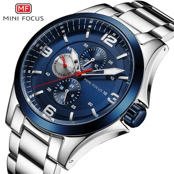 

MINI FOCUS Classic Business Men Watch Quartz Clock Stainless Steel Strap Chronograph Multifunction Waterproof Dress Wristwatch