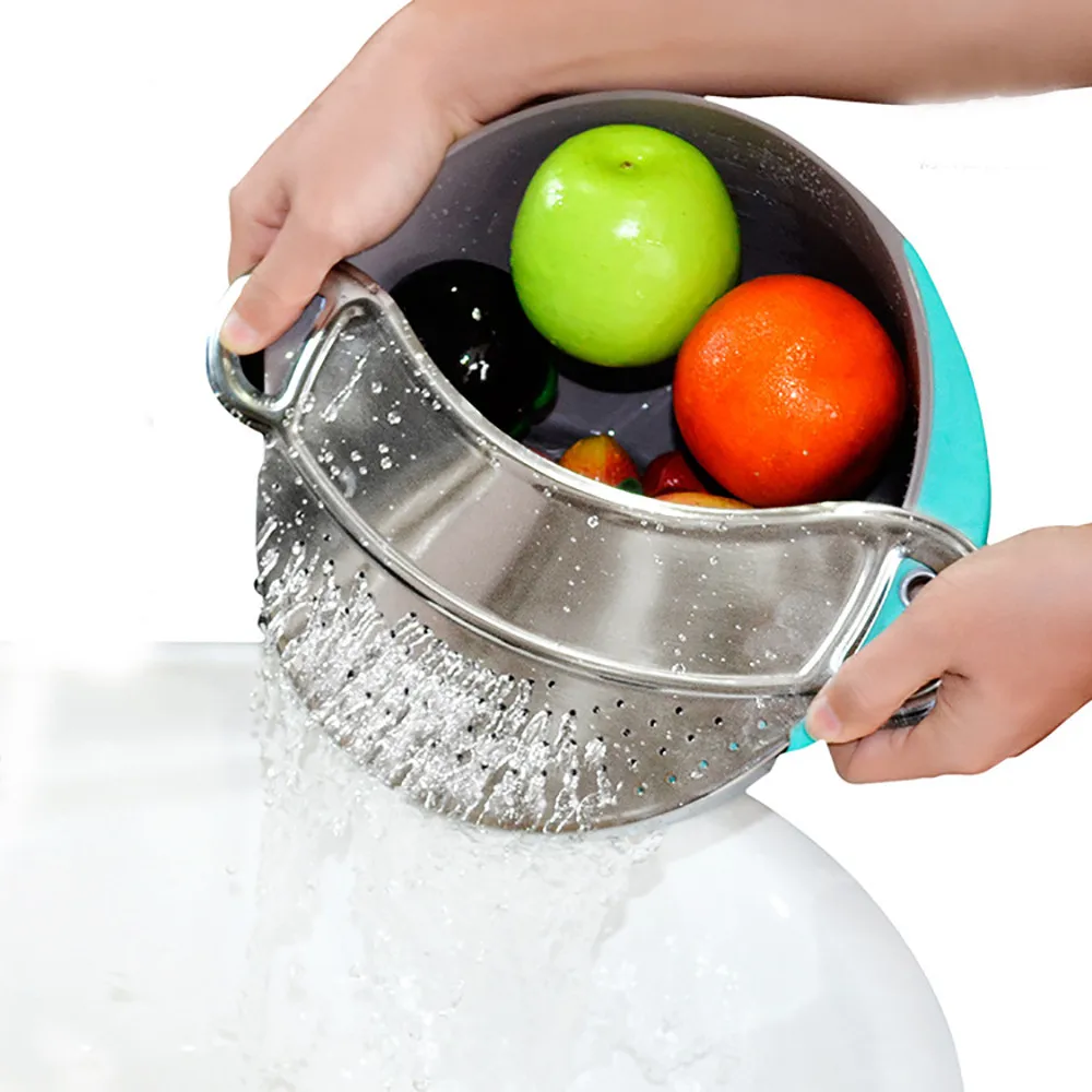 Kitchen Rice Washing Colander Vegetable Collapsible Drainer With Handle
