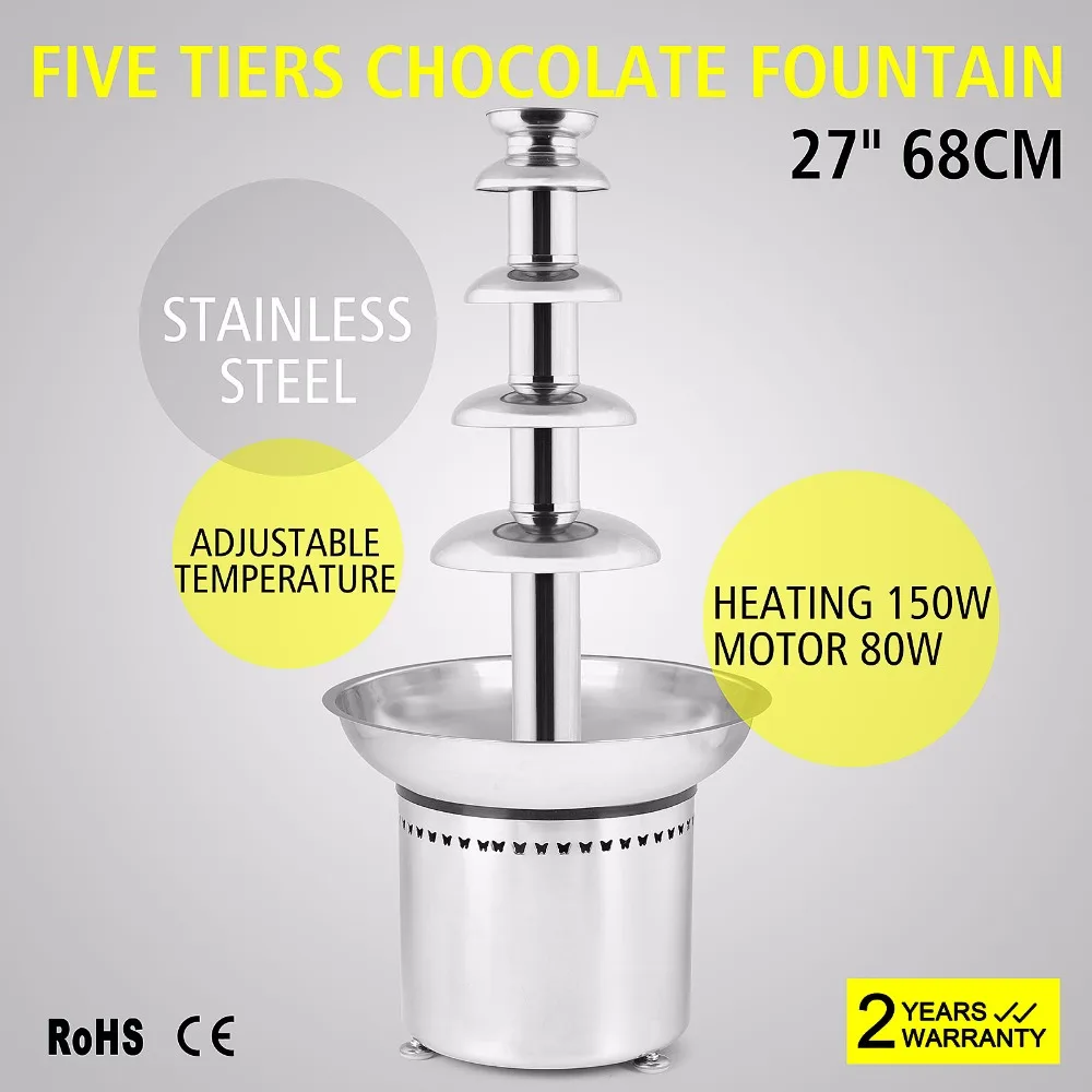 Большой 5 ярусов Вечерние отель коммерческий шоколадный фонтан 27 "68 см