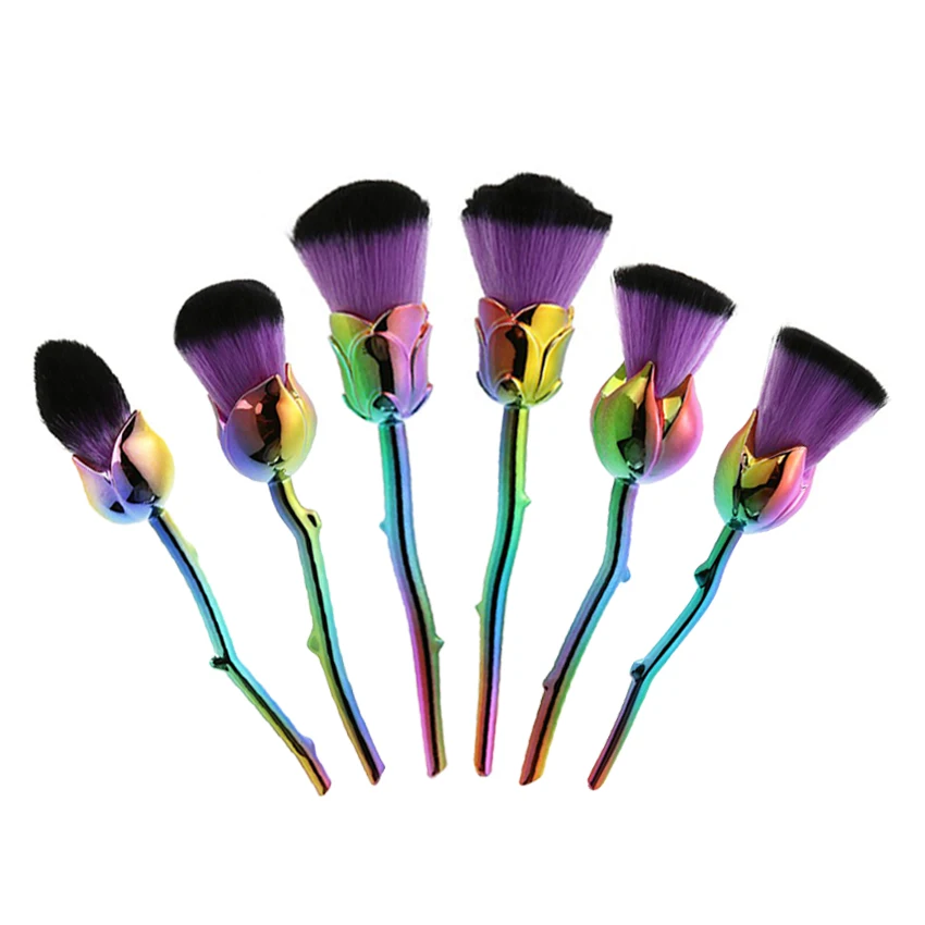6Pcs Rose Shape Makeup Brushes Flower Blush Brushes Set Foundation