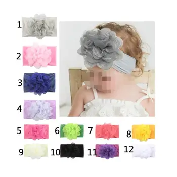 

12color Lovely Baby Flower Wide Nylon Headband Knot Bow Nylon Head wraps Soft Elastic Hair Bands Kids Turban Hair Accessories