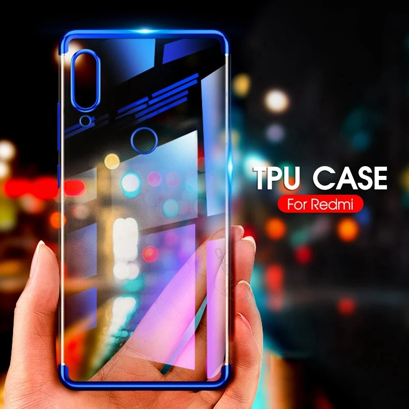 

For Xiaomi Redmi K20 Case Luxury Soft Silicone Plating Clear Phone Cover Case For Xiaomi Redmi 7A Note 7 K20 Pro Coque Fundas