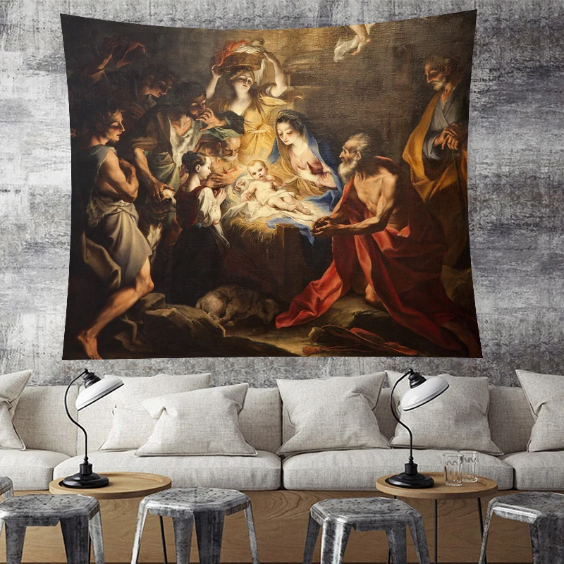 Настенный подвесной гобелен с изображением дня рождения Иисуса настенные