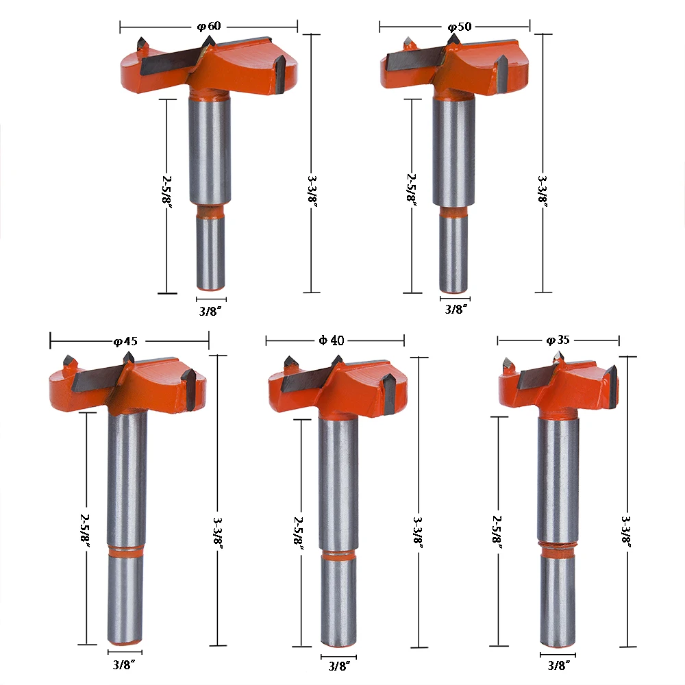 5pcs Forstner Auger Drill Bits 35mm/40mm/45mm/50mm/60mm Woodworking Hole Saw Wood Cutter Carbide Wood Cutter Tool Set 5pcs Forstner Auger Drill Bits 35mm/40mm/45mm/50mm/60mm Woodworking Hole Saw Wood Cutter Carbide Wood Cutter Tool Set