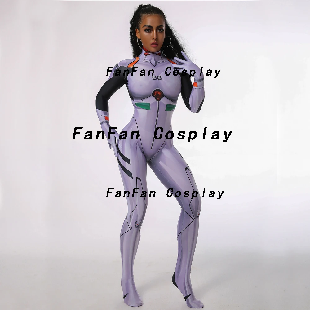 

EVA Evangelion Ayanami Rei Cosplay Costume 3D Print Spandex Zentai Bodysuit Jumpsuit Halloween costume for woman