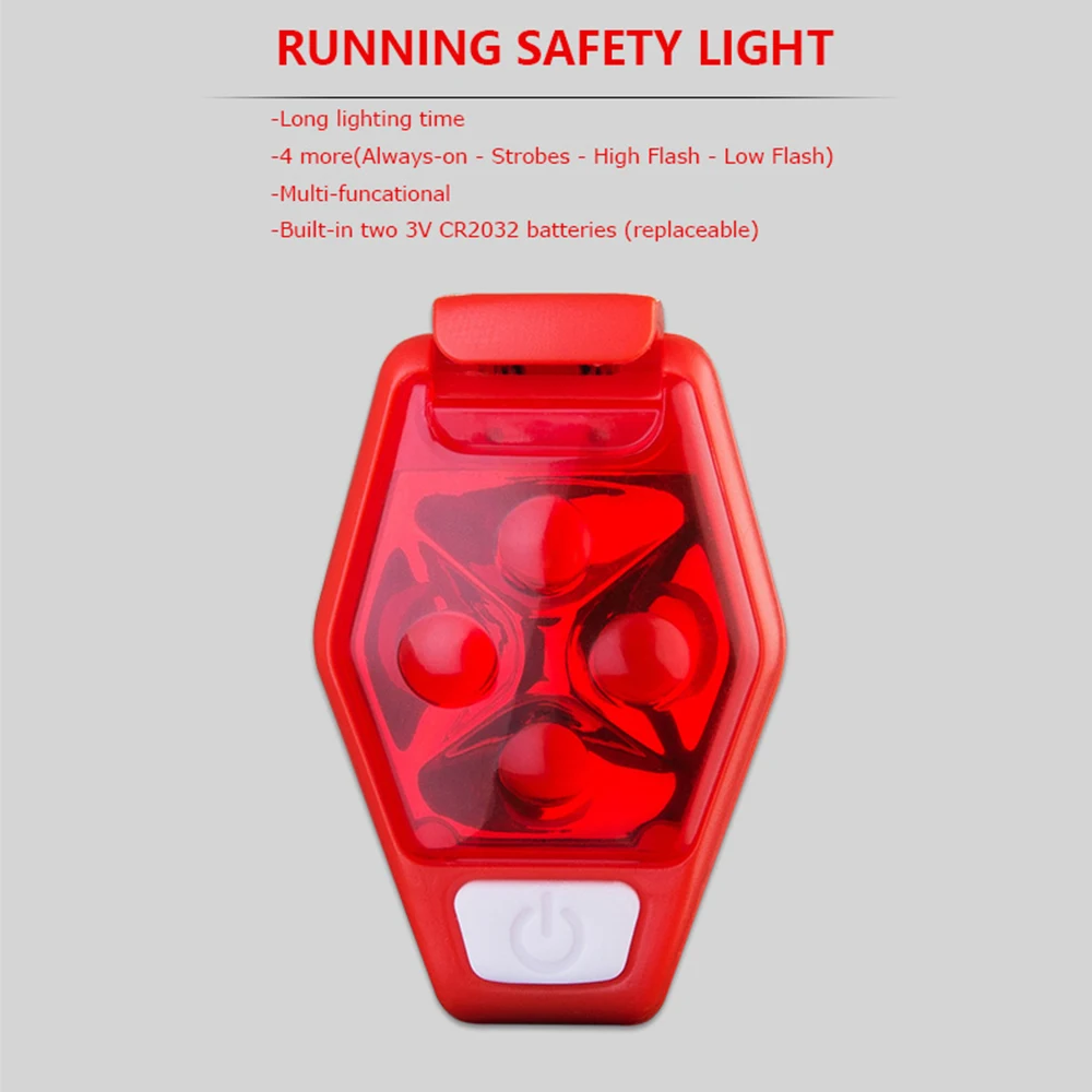 Excellent IPX4 Waterproof Night Jogger Running LED Safety Bike Lights with Clip Strobe Lamp Bicycle Warning Light Bicycle Accessories 4
